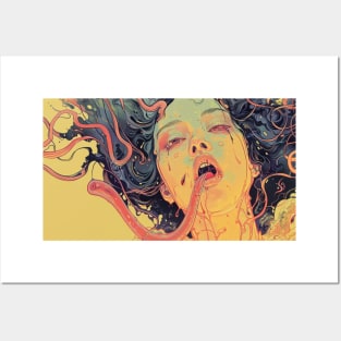 Abstract Trippy Tentacled Lovecraftian Monster Woman Posters and Art